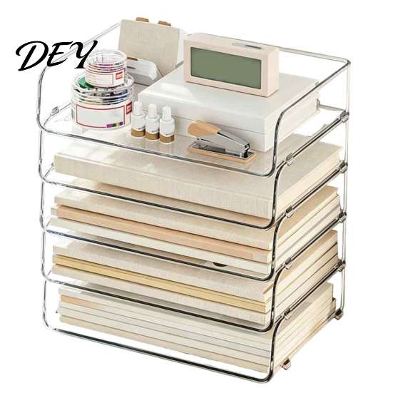 School Supply Storage Paper Organizer Letter Tray, Acrylic Stackable Desk File Organizer, Clear Plastic Bin Holder Sorter for Documents, Files,