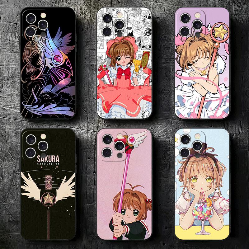 CardCaptor Sakura Anime Soft Phone Case for iPhone 16 16E 17 Air 15 Pro Max 14 Plus 13 Mini 11 12 7 Black Cover Back Shell