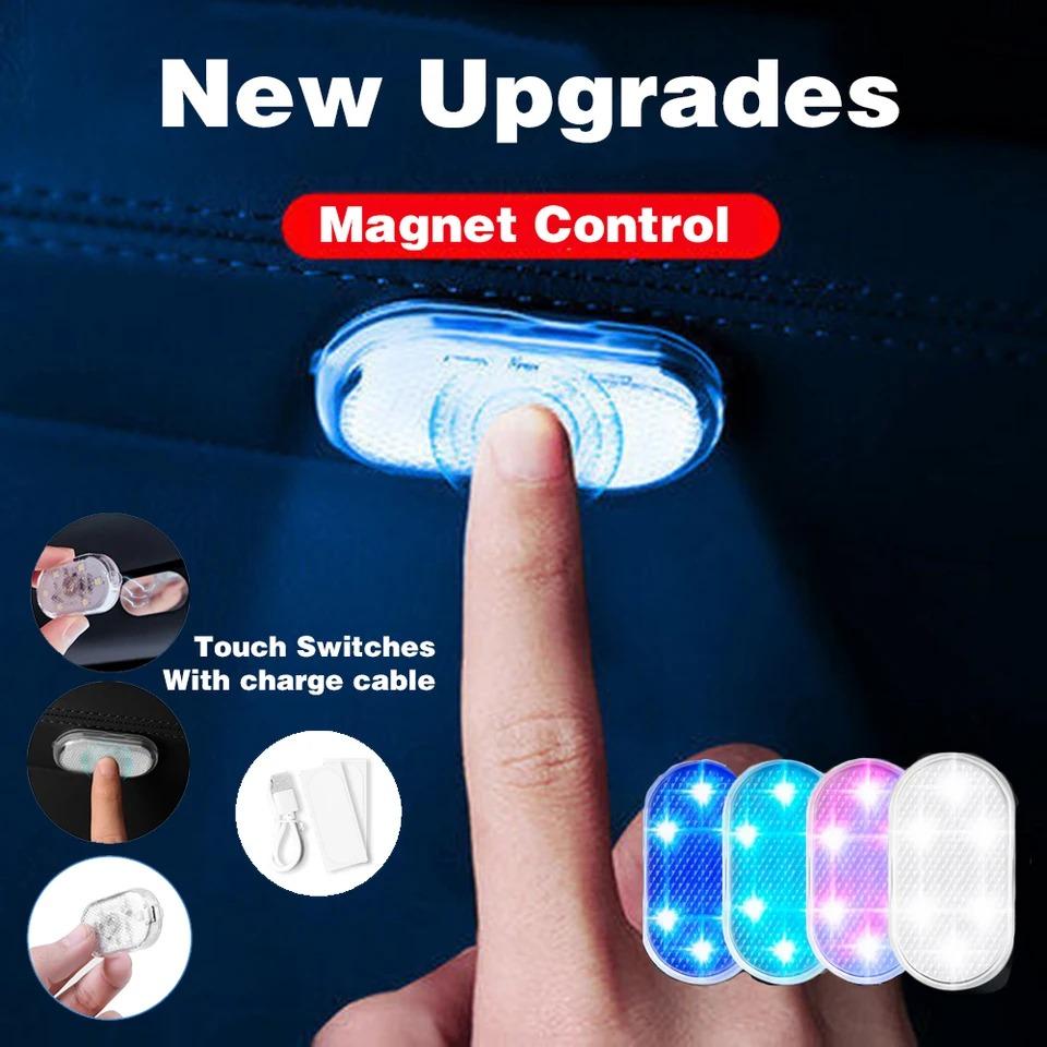Car Interior Dome Light Finger Touch Sensor Reading Lamp 5V LED Magnetic Attraction Light USB Charge Six Color Mini Car Door Light