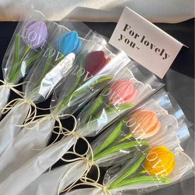 Tulip Eternal Life Flower Twisting Rod Single Bouquet Handmade Mother's Teacher's Valentine's Day Creative Gift Photo Prop