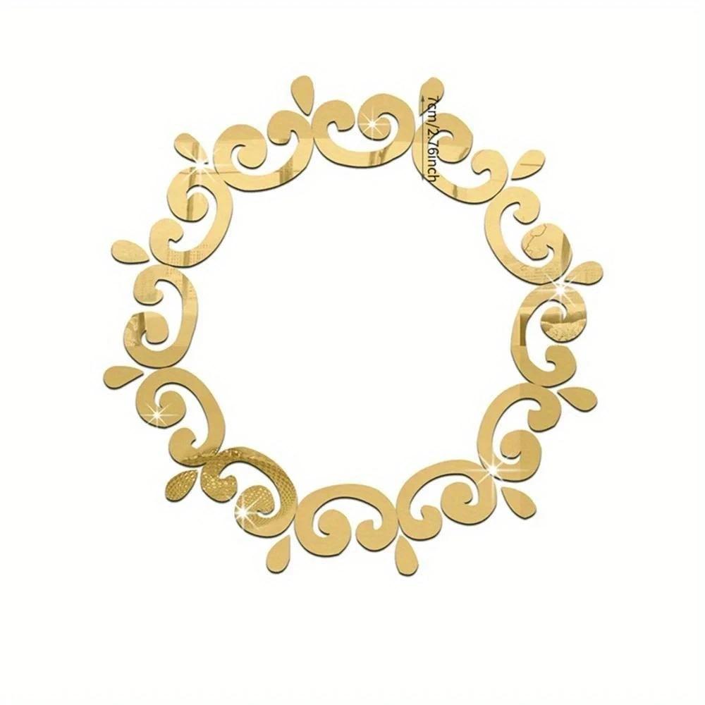 

1 Набор 3D акриловых зеркальных наклеек Гостиная Спальня Кружевное зеркало Наклейки на стену для дома и офиса Наклейки Домашний декор золотой