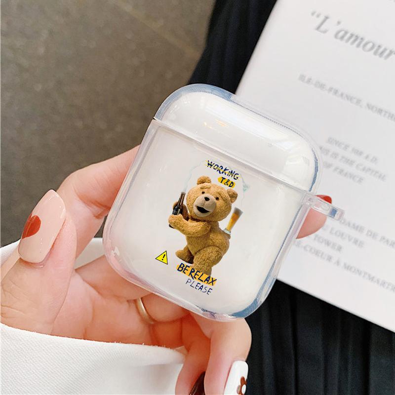 

Case For AirPods Pro3 4 Transparet Teddy Bear Couple Soft TPU Earphone Cover for Apple Airpod Pro 1 2 3 4th Gen Protective Case Airpods Pro3