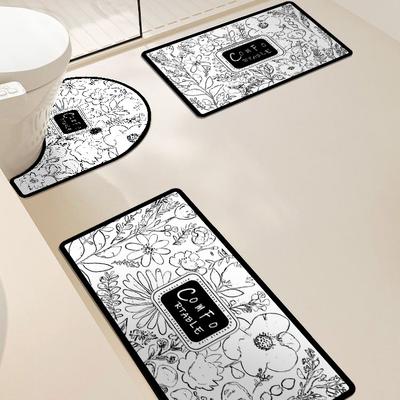 Light Luxury Bathroom Three-piece U-shaped Toilet Large Size Absorbent Floor Mat Non-slip Foot Mat Soft Diatom Mud Mat