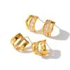 Shiny Waterproof Trendy Earring C Shaped Stainless Steel Earrings with Sparkling Zircon Dainty High End Luxury Jewelry TGES9233