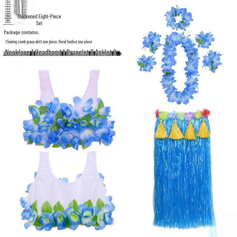 Colorful Hawaiian Hula Dance Costume Skirt Set for Role-Playing Activities