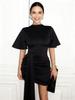 Elegant Slim Fit Pleated Bodycon Solid Color Dress - European & American Style, Light Mature Short Skirt