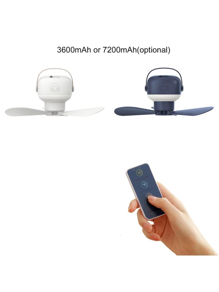 3600mAh/ 7200mAh Remote Control Ceiling Fan with Lamp Rechargeable 4 Speeds Camping Fan for Dormitory Bedroom Camping