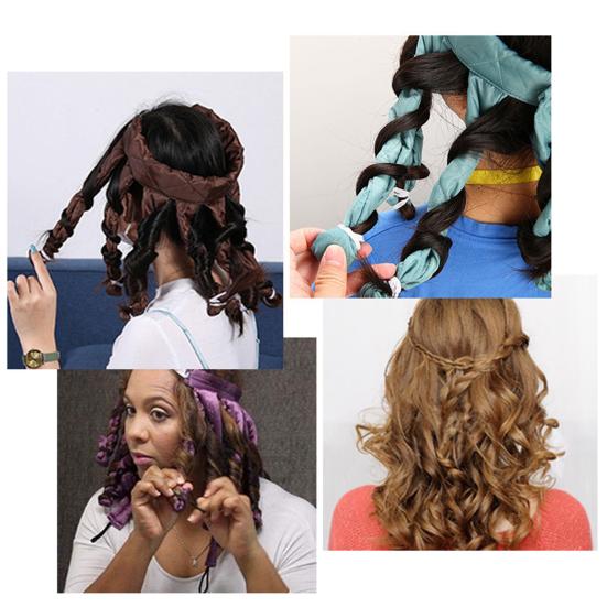 No Heat Hair Curling Rod Headband with Adjustable Strap Eight Claw Overnight Sleeping Hair Curler Soft Long Hair Curls Roller Styling Tool