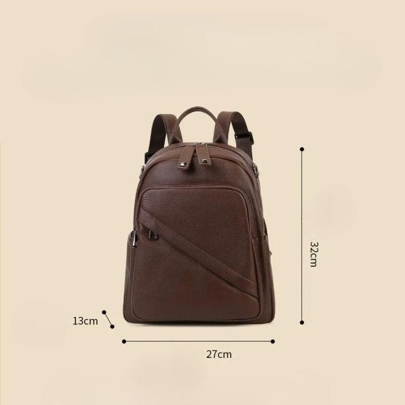 Johnature Unisex Backpack With High-end Texture And Large Capacity Commuting Genuine Leather Backpack