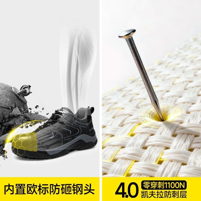 Mens Safety Work Boots With Steel Toe Cap Anti-Puncture Impact Resistant Breathable Mesh Upper Rubber Sole Construction