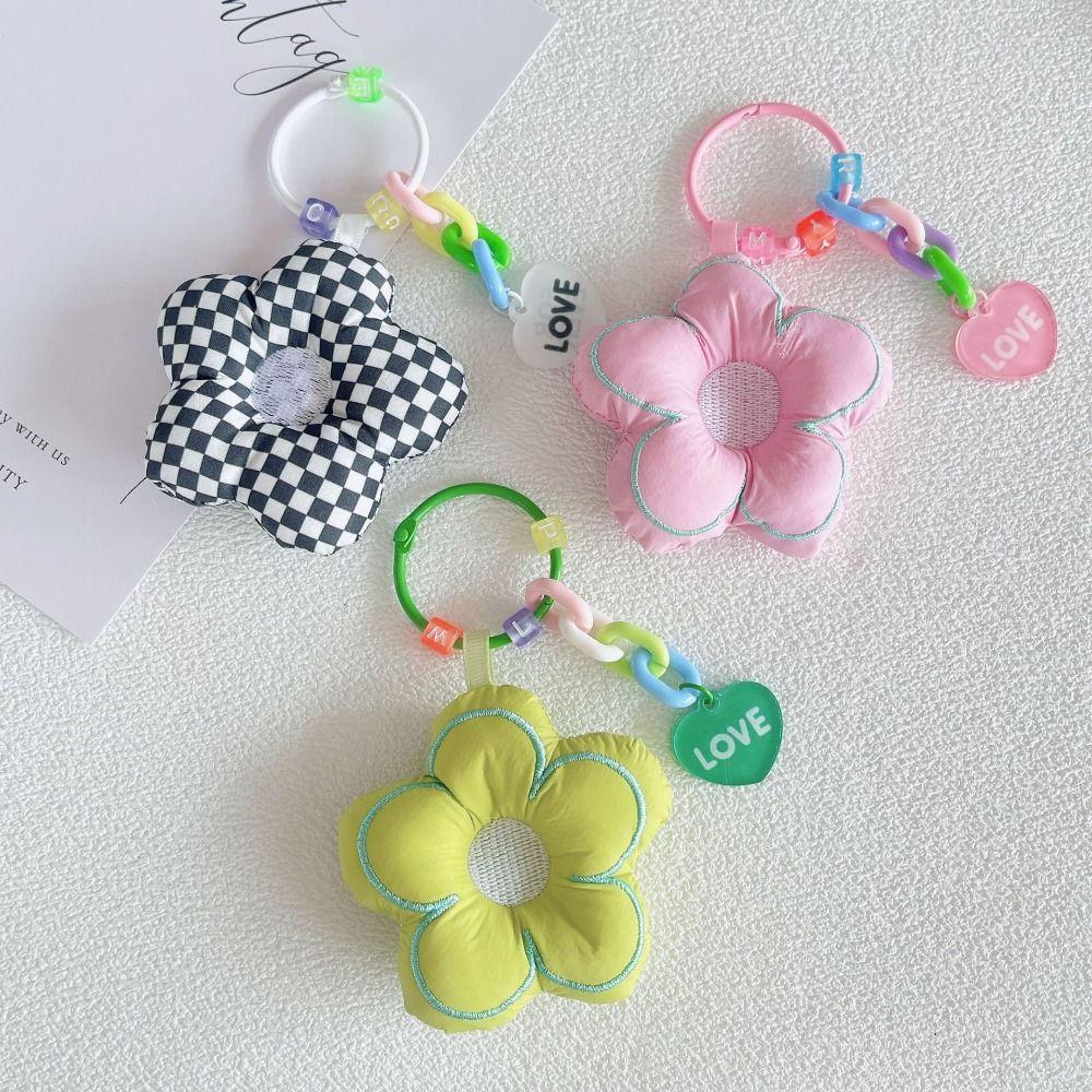

Яркий цветной брелок для ключей с цветком из ткани, подвески в виде сердца, автомобильный брелок, цепочка с кисточкой, подвеска, аксессуары для ключей