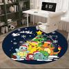 1pc Christmas Pikachu & Friends Round Carpet - Anime Design Office Chair Mat, Non-Slip Rug for Home Decor, Living Room