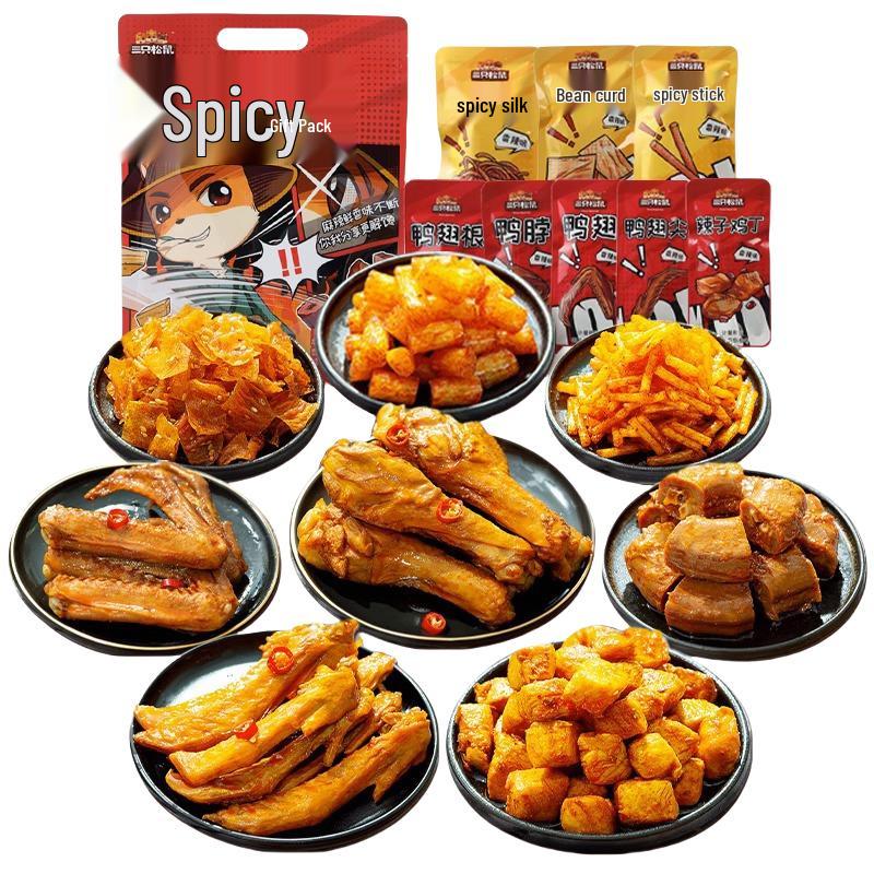 Three Squirrels Spicy Duck Neck Snack Multipack