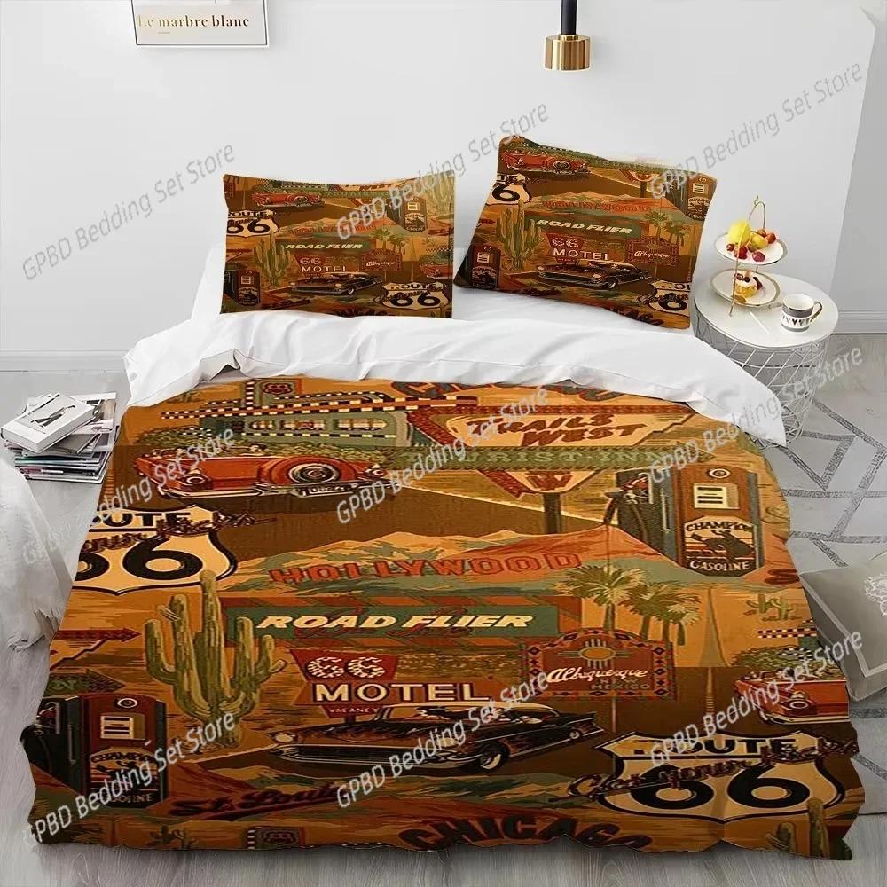 Historic Route 66,Mother Road 3D NEW Duvet Cover Pillowcase Bedding Set Adult Boy Girl Bedroom Decoration Single Double Large
