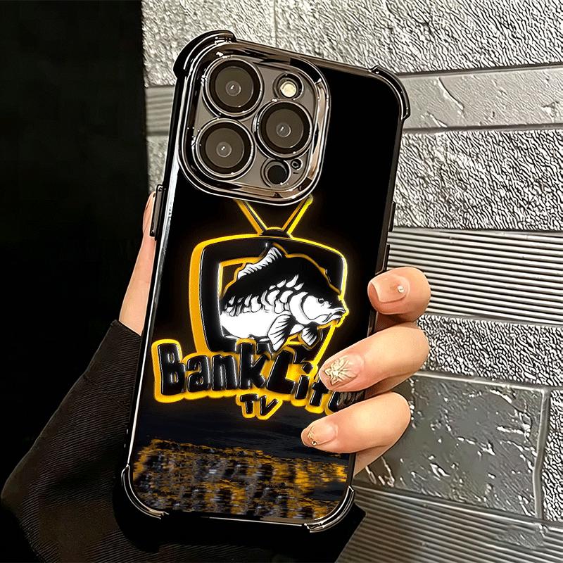 Nash Fishing Fish Mark Soft Phone Case For iPhone 15 16 17 Air 14 Pro Max 16E Plus 13 12 Mini Plating Anti-Fall Fundas