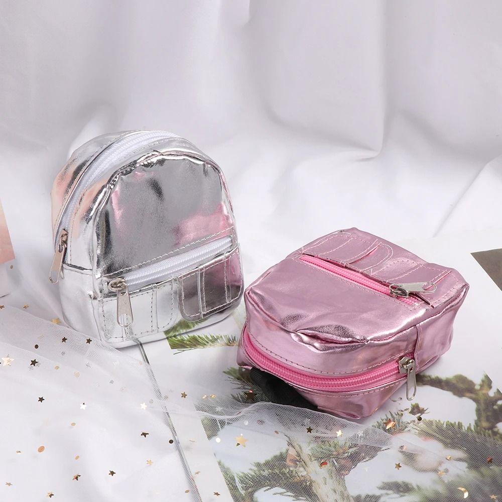 

Pink Silver 18inches Doll Backpack PU Glitter Mini Knapsack Fashion Doll Backpack Children Toys рожевий
