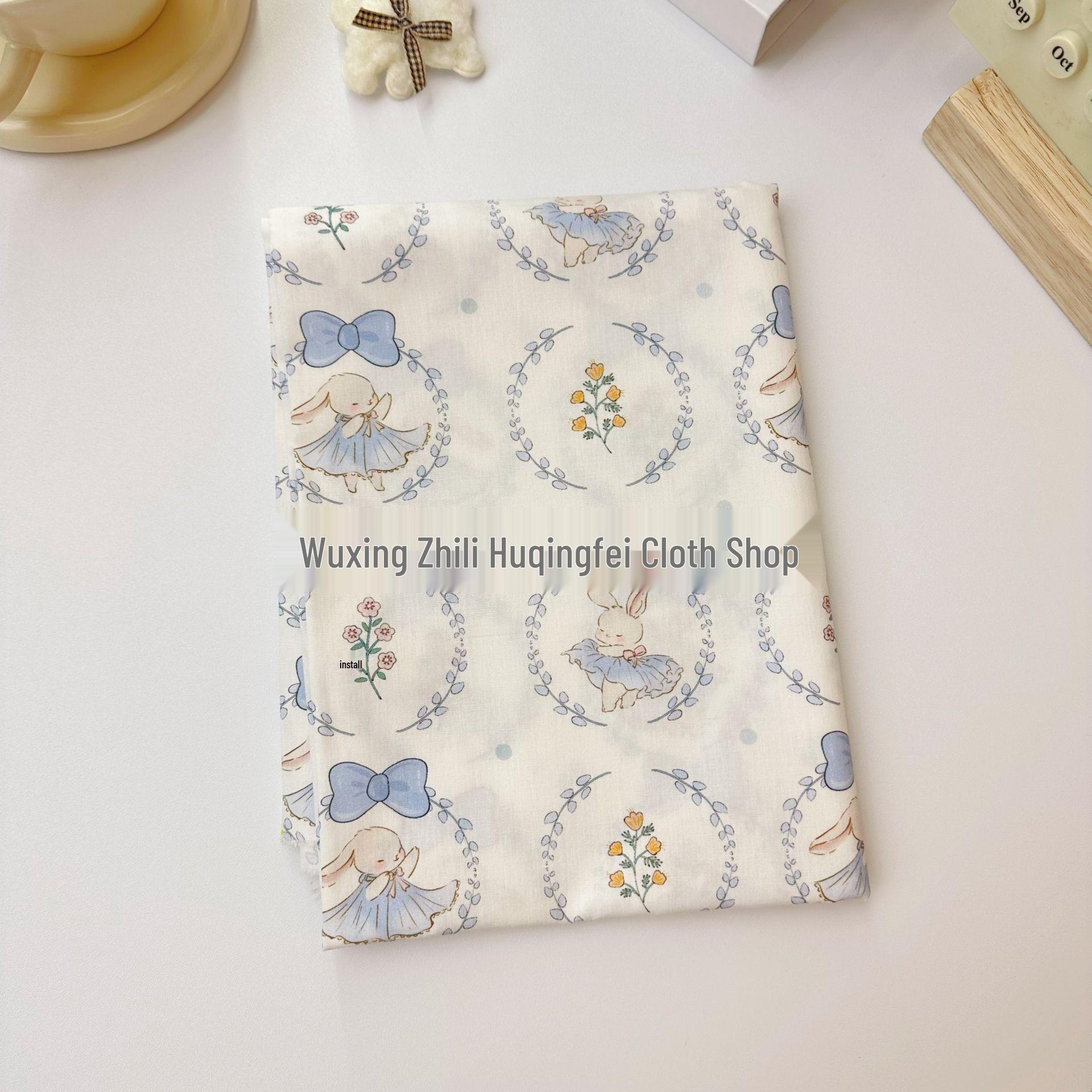 

100% Хлопок Корейский Стиль Мультяшный Котенок Цветочная Ткань для Женской и Детской Одежды, Семейных Нарядов, Домашней Одежды, DIY Проектов 95cm