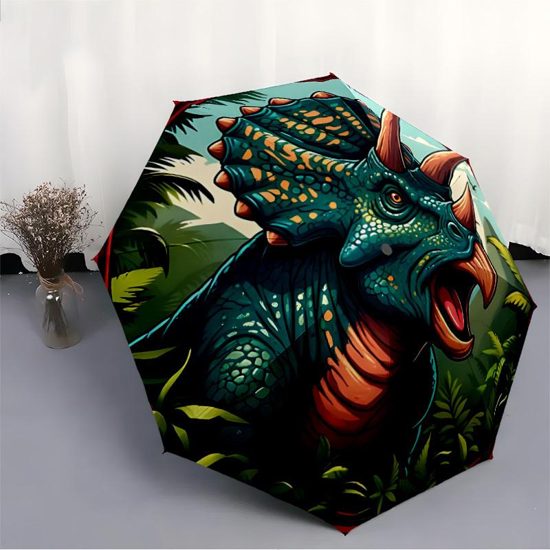 1pc Triceratops Prehistoric Automatic Open/Close Folding Umbrella - Compact 8-Rib Design, Daily Use, Perfect Gift for Friends & Family Yy260327073
