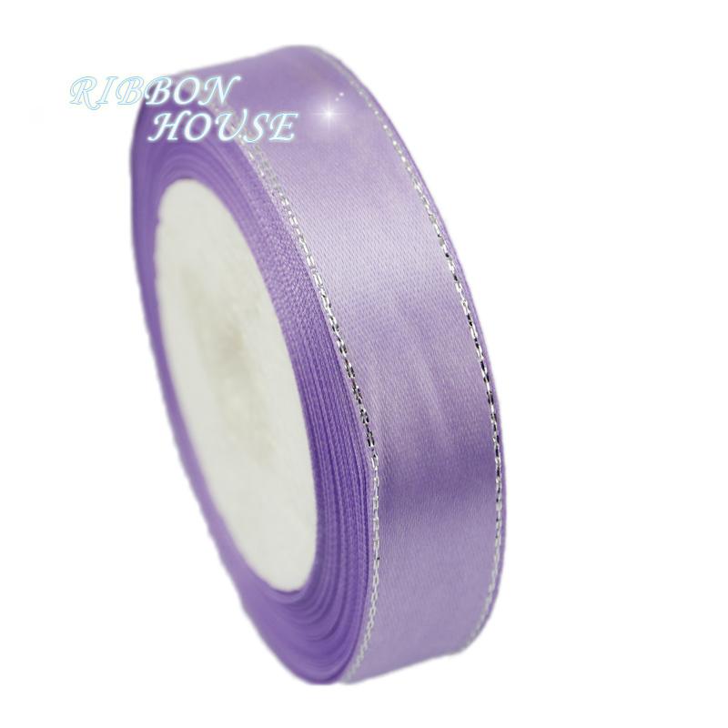 (25 Yards/Rolle) Weißes Silberkanten Satinband Großhandel hohe Qualität Geschenkverpackung Weihnachtsband (6/10/20/25/40mm)