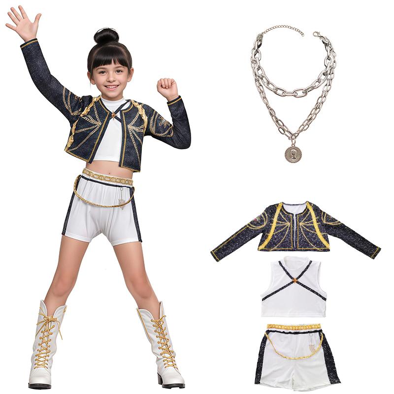 

KPop Охотники на демонов Детский набор одежды Фестиваль Девочки Косплей Популярные фильмы Мира Руми Зои Карнавальная вечеринка Маскарадный костюм 110