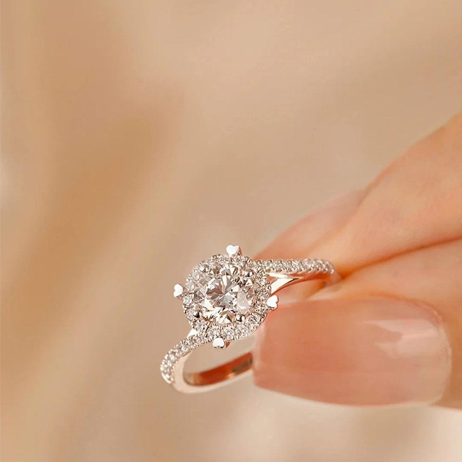 New Aurora Diamond Ring Moissanite Simulation Diamond Ring Female Proposal Order Wedding Ring Chic Versatile Ring