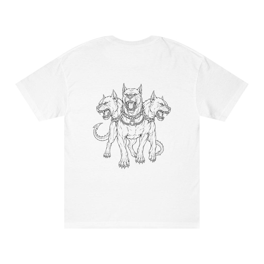 Cerberus Graphic Tee: Hand-Sketched Mythic Hound Print
