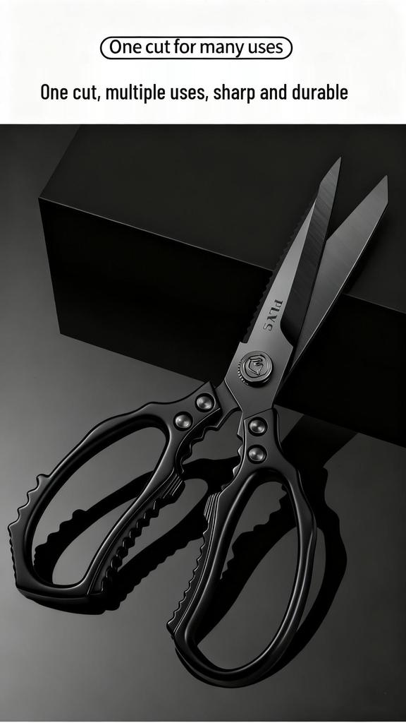 Multifunctional Kitchen Scissors: Stainless Steel for Barbecue, Fish, and Chicken Bones