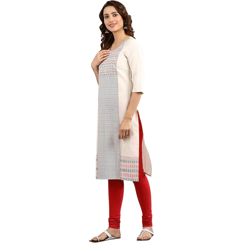 Aurelia Women s Cotton Blend Regular Kurta (22FEA10962-500721_Natural_M) M естественный