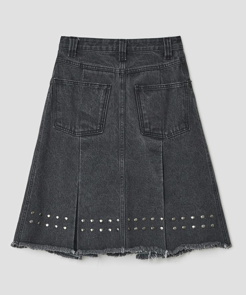 Taibseobiseu Stud Denim Panel Skirt [Black]