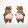 2 Stuks Animatie 3D Shiba Inu Hond Buik Sticker Leuke Puppy Sticker Pluche Siliconen Telefoonhoes Sticker Volwassen Stressverlichtende Stickers