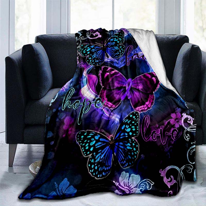 Faith Hope Love Butterfly Printed Quilts Fleece Blankets Birthday Gifts Valentine's Day Holiday Throw Blankets