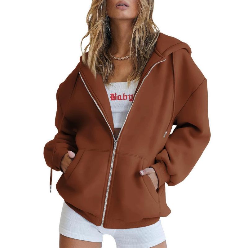 Men's Solid Color Full Zip Hoodie Sweatshirt