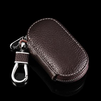 Leather Car Key Bag 4 Colors Waterproof Remote Key Wallets Universal Zipper Key Protective Case Portable Coin Purse Auto Parts