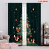 2pcs,2D Plane Printing Window Curtain Christmas Tree Foxes Baubles Stars (3) Polyester Fabric (without Rod) All Seasons Perfect
