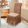 Yousheng Jacquard Dining Chair Cover Elastic Chair Slipcover with Long Ruffled Skirt Stretchy Chair Cover for Dining Room Wedding Banquet Decor