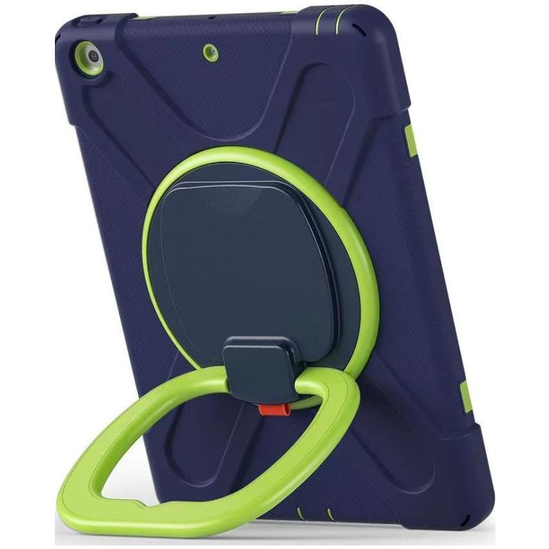 Case for iPad 10.2" 2021/2020/2019 (9th/8th/7th Gen.), Kickstand 360, Navy Blue/Green