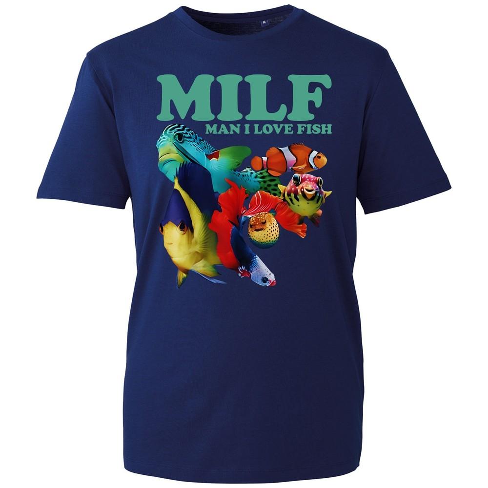 Unisex Milf Unisex I Love Fish T Shirt Unisexs Novelty Meme Tee Black Unisex Joke Top S