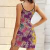 Summer New Style Vintage Pattern Print Sleeveless Bodycon Dress with Pockets Sexy Slim Fit Elegant Party Dress