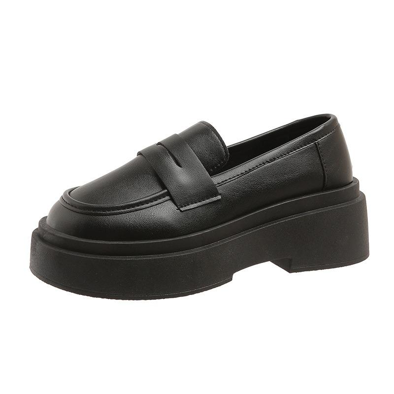 

New big-headed women s platform muffin single shoes women s autumn tide with one-pedal small leather shoes 40