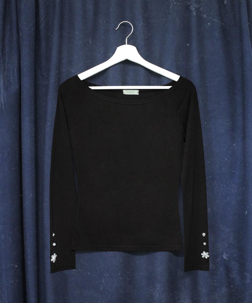 RUBATI Daisy Florette Raglan Long Sleeve Tee_Black