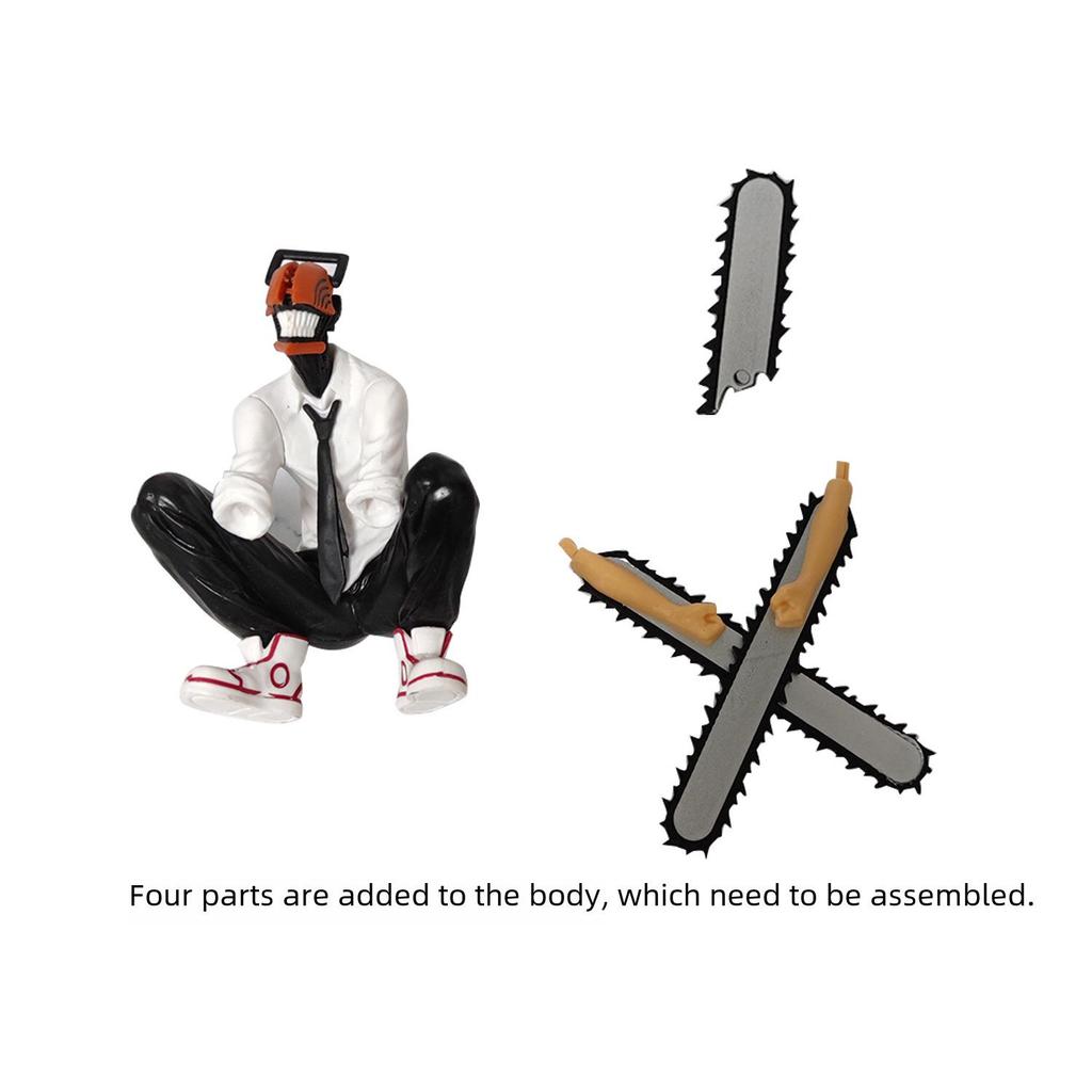 Chainsaw-wielding Figure with Human Blood Devil Scene, Perfect for Anime Ornament Collection.