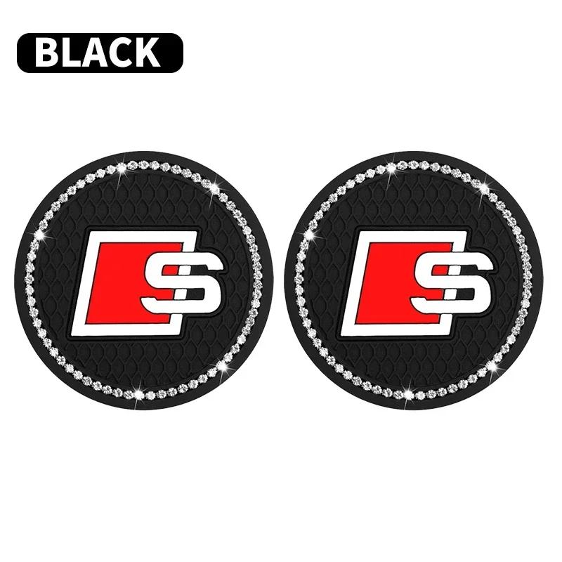 2Pcs Diamond Car Coaster Water Cup Holder Pad Anti-slip Mat for Q2 S A3 8P S3 8V A4 B8 B6 B7 A6 C6 C5 C7 A5 Q3 Q5 Q7 TT A1 A2