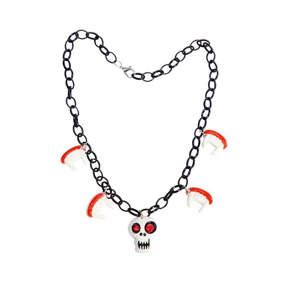 Resin Pumpkin Ghost Necklace Skeleton Cartoon Halloween Decorative Necklace Adjustable Ghost Pendant Chain Cosplay Party