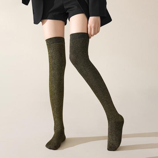 1 para skarpetek za kolano, jednolity kolor, brokatowe skarpetki, oddychające, wygodne, elastyczne, jednolite, zimowe skarpetki