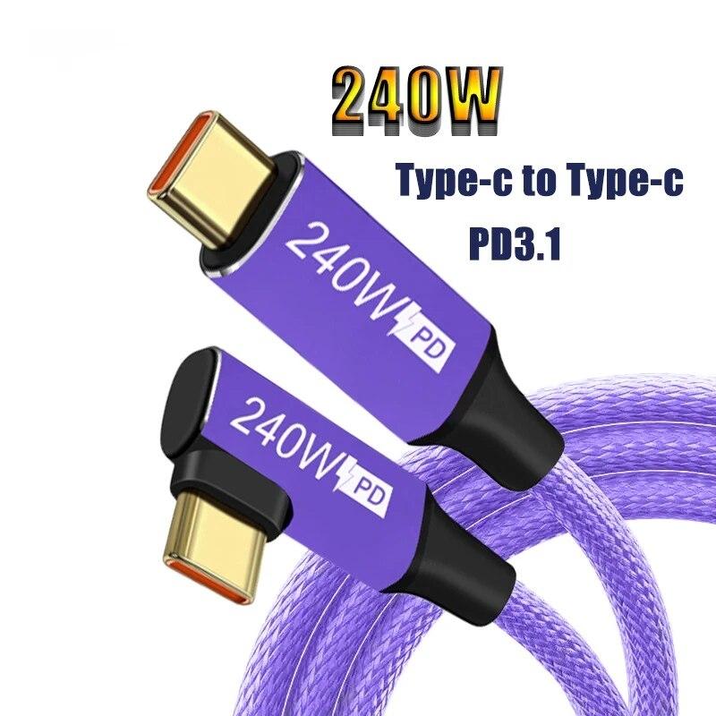240W Data Cable 5A Suitable for Huawei Laptop Usb-C To C For Xiaomi Qc3.0 Laptop Pd Dual Head Type-C240w Pd Charging Cable