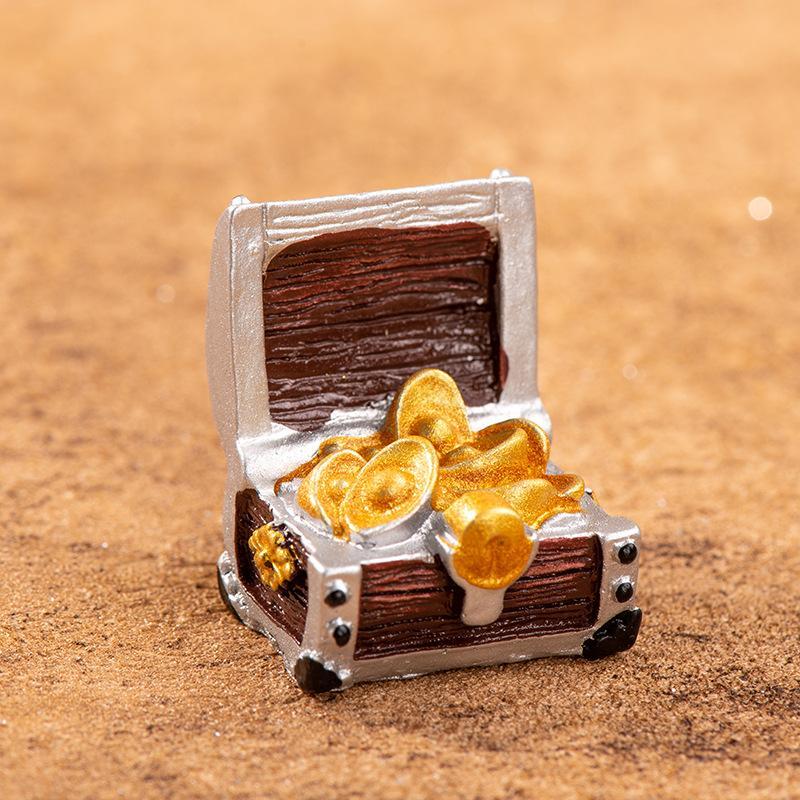 Mini Decorazione per la Casa Micro Paesaggio Scatola per Gioielli Gioco Avventura Pirata Scatola di Contanti in Miniatura Scrigno del Tesoro Statuetta