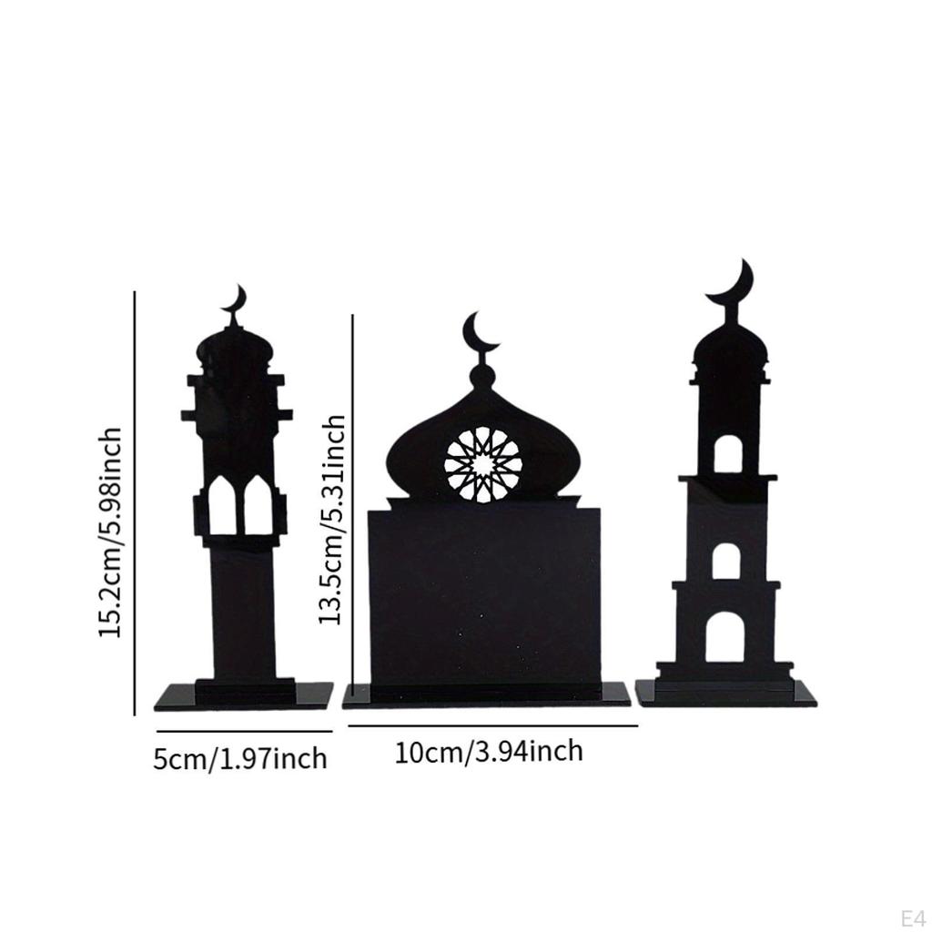 3 Acrylic Ramadan Decorations Flat Ornament for Table Eid Mubarak Display