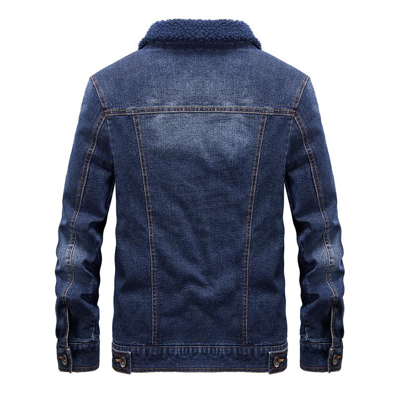 Denim Jacket Men's New Style Men's Lamb Velvet Lapel Plus Velvet Thickened Autumn and Winter Large Size Loose Denim Cotton Jacket