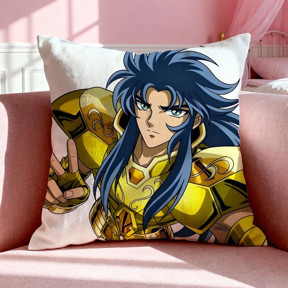 Anime SSaint Seiya Cushion Cover Breathable Linen Pillowcase Summer Odorless EcoFriendly Invisible Zipper Washable