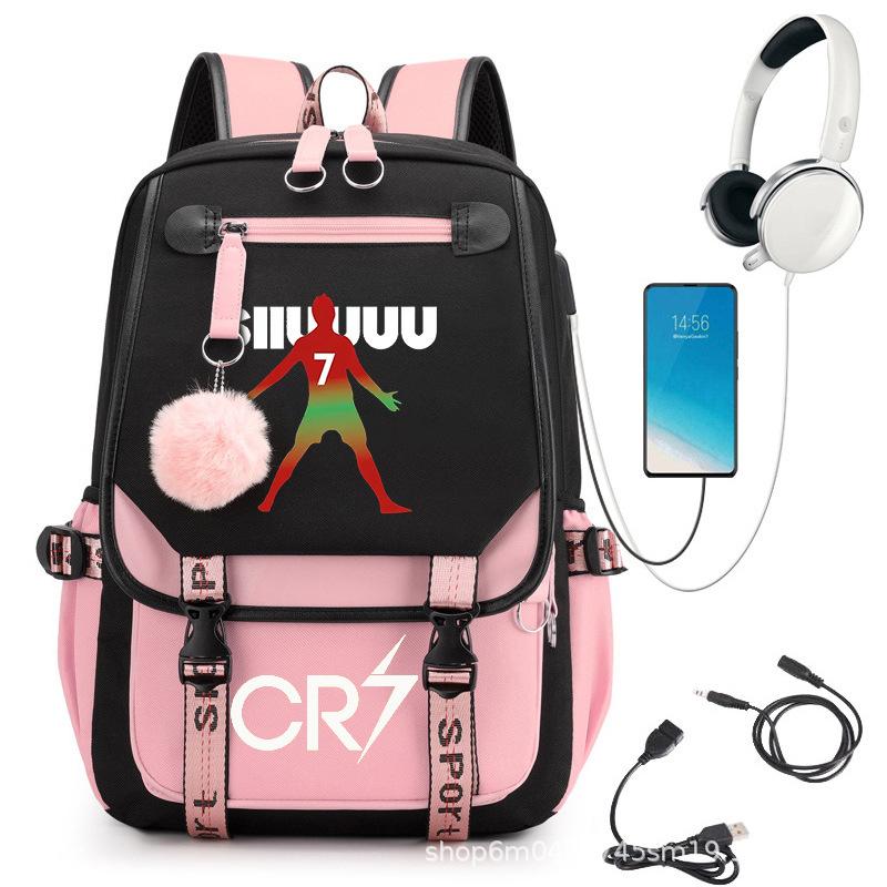 Large Capacity Schoolbag with Shoulder Strap; Student Three-piece Pencil Case Set